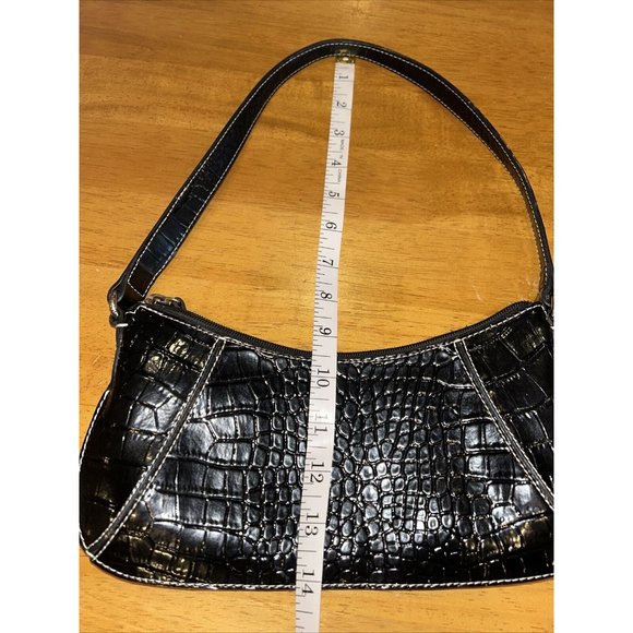Vintage Liz Claiborne Accessories Black Shoulder Bag 90s Y2K Croc Emboss Texture - Picture 13 of 13
